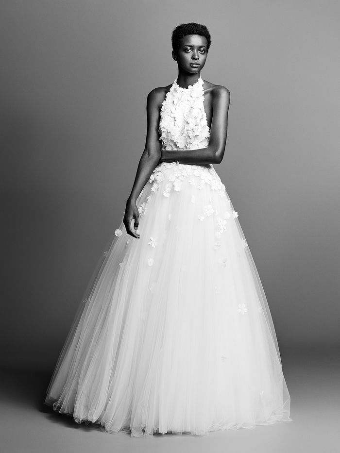 flower applique open back gown  dress photo