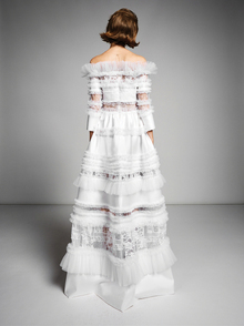 lace graphic patchwork gown dress photo 2