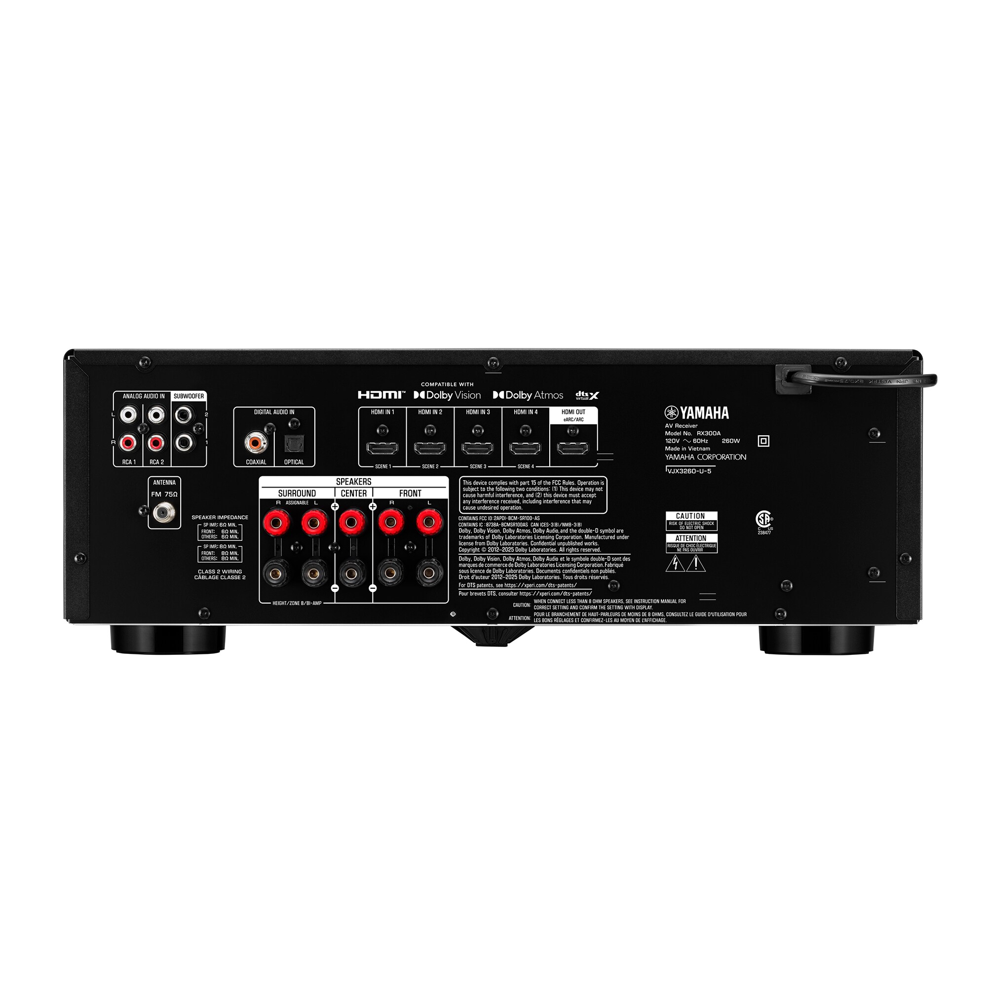 Yamaha RX300A zadní panel