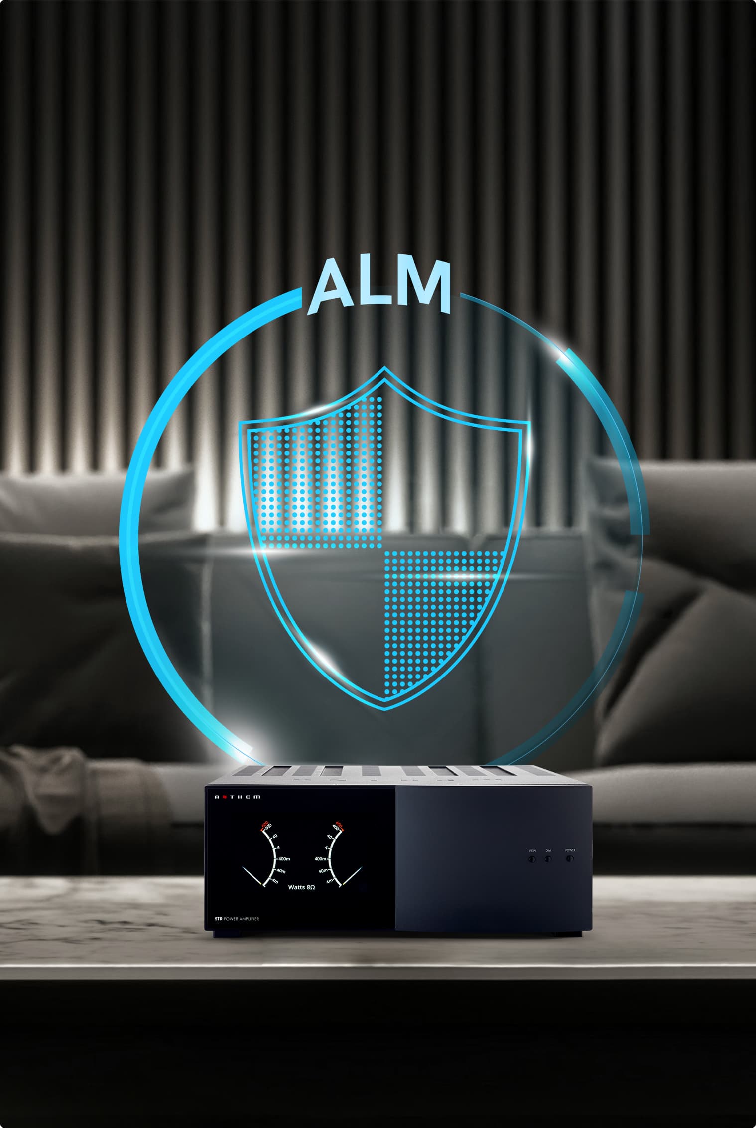 Anthem STR Amplifier technológia Advanced Load Monitoring ALM na sledovanie teploty, prúdu a napätia