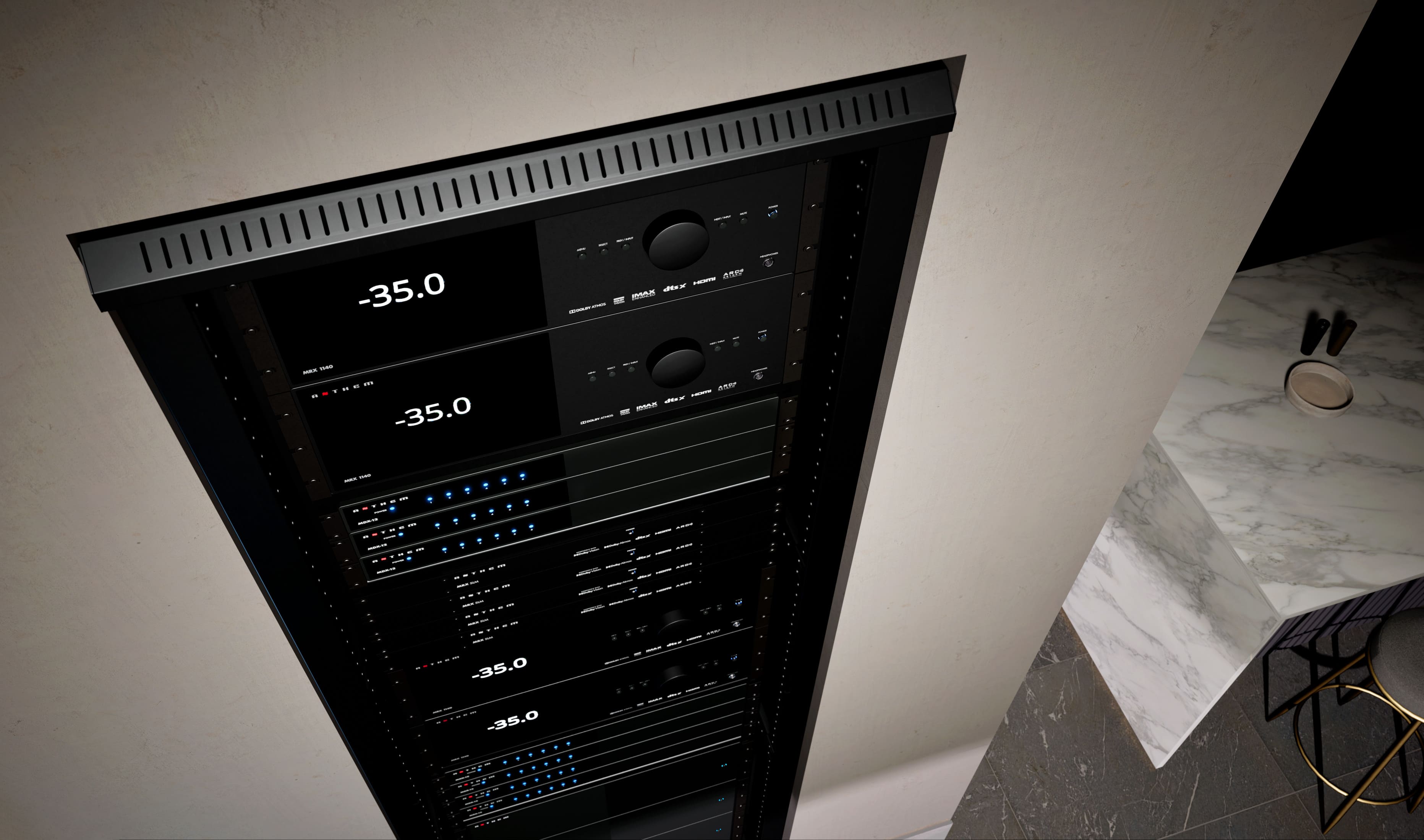 Anthem MRX 540 8K možnosť profesionálnej inštalácie do 19-palcového racku
