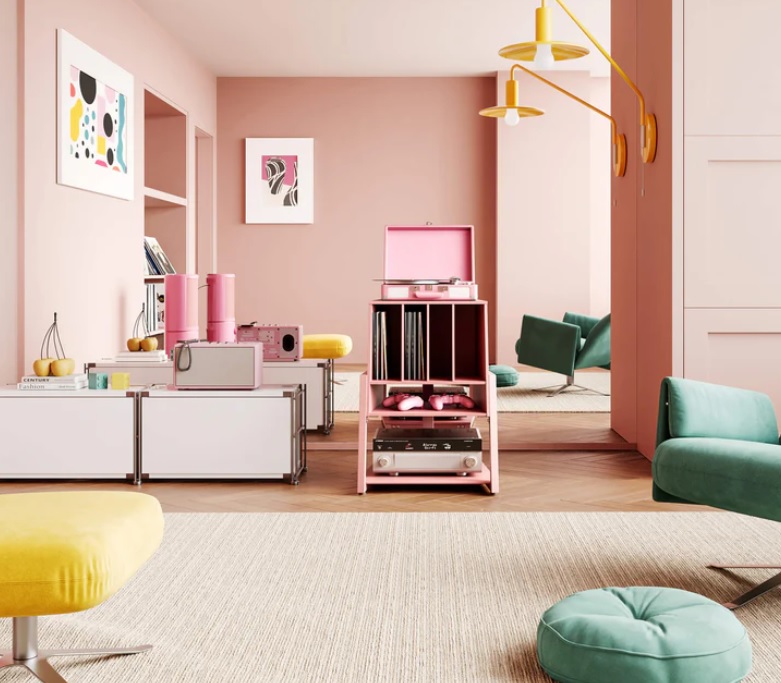 FITUEYES Eiffel RS05 Pink – úložný prostor na vinylové desky