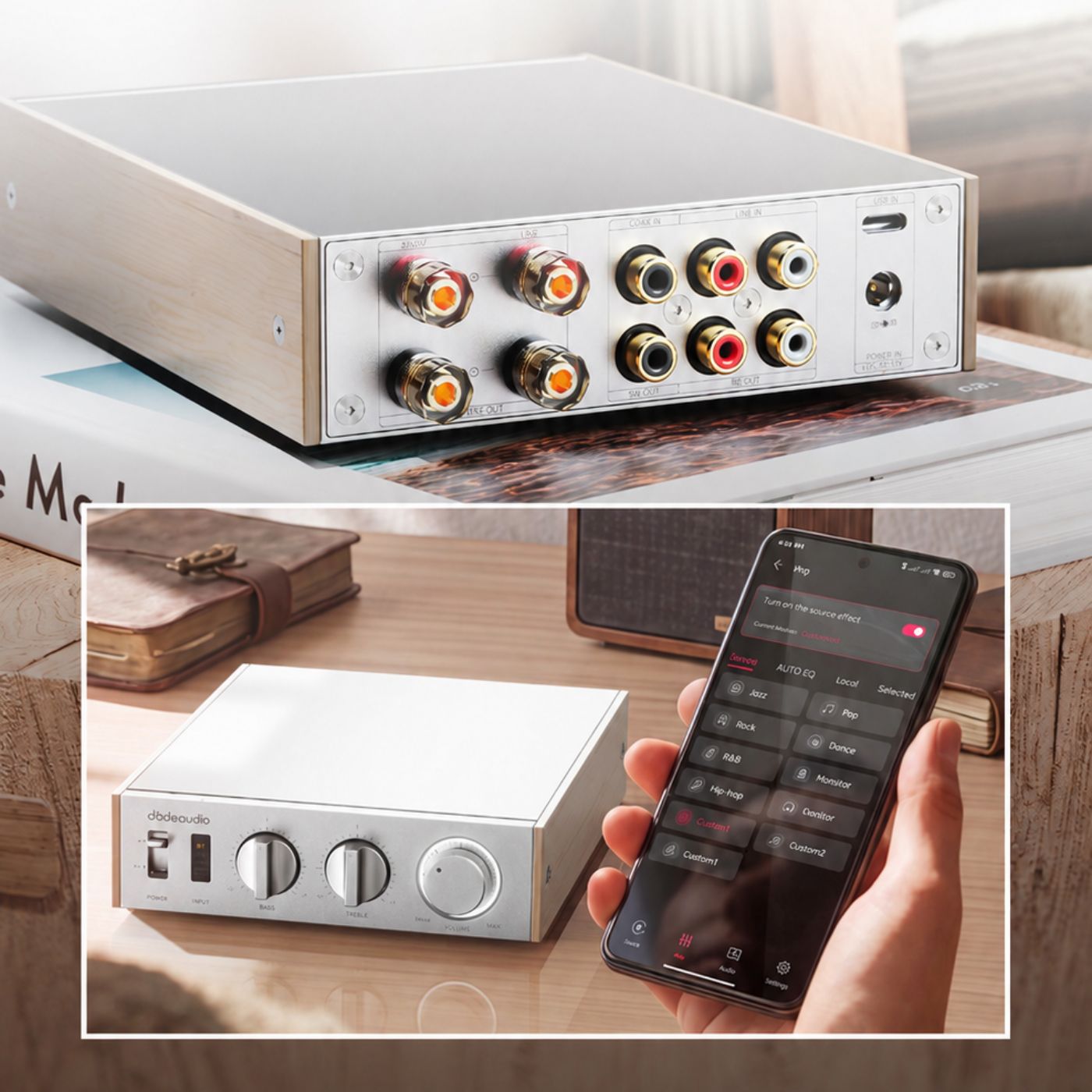 FiiO LEVEL 1 zadní panel a připojení telefonu
