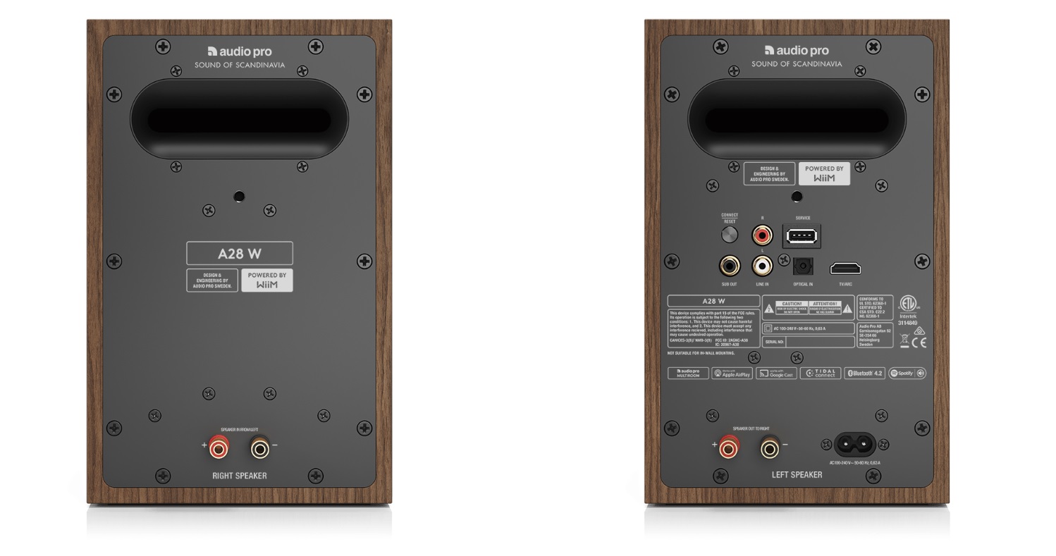 Audio Pro A28 W zadní strana a konektivita