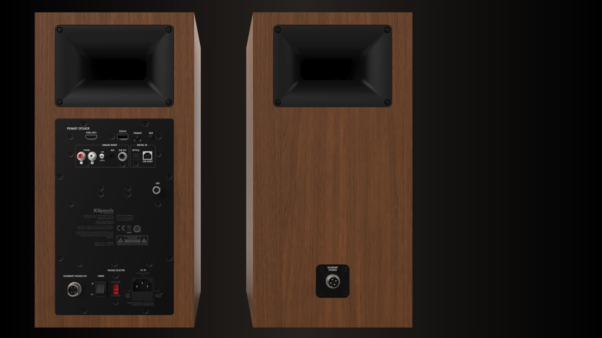 Klipsch The Sevens zadný panel a konektivita