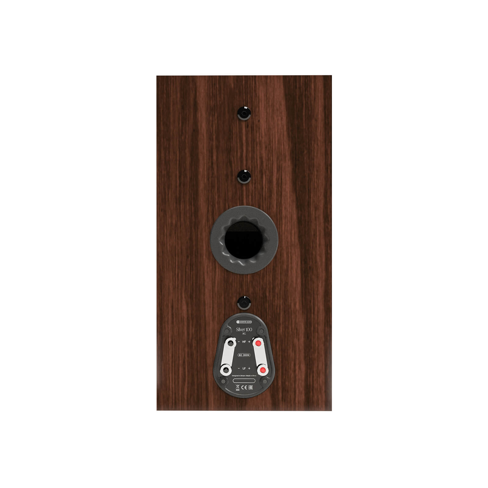 Zadní strana Monitor Audio Silver 100 8G se Silent Flow bassreflexovým portem