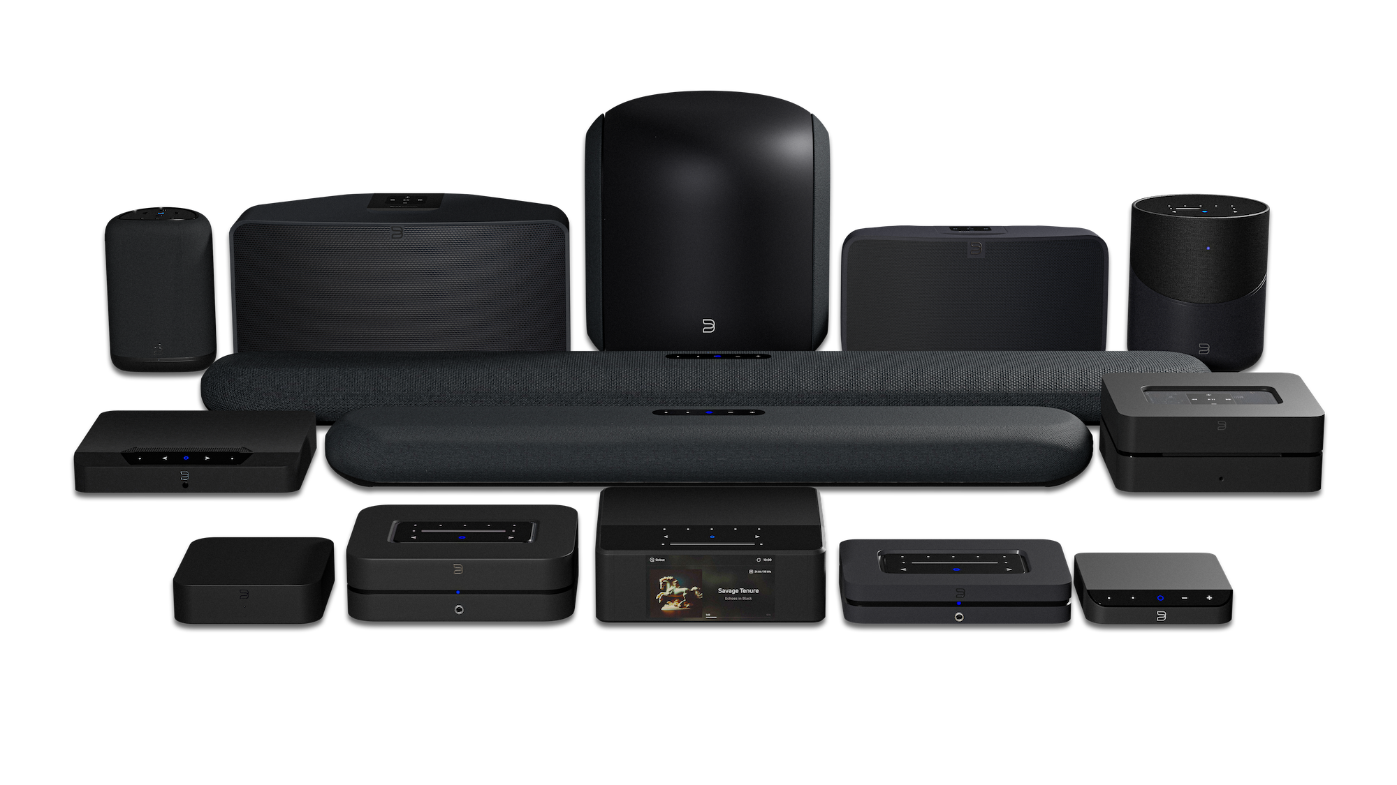 Rodina produktů Bluesound pro stereo, multiroom a domácí kino