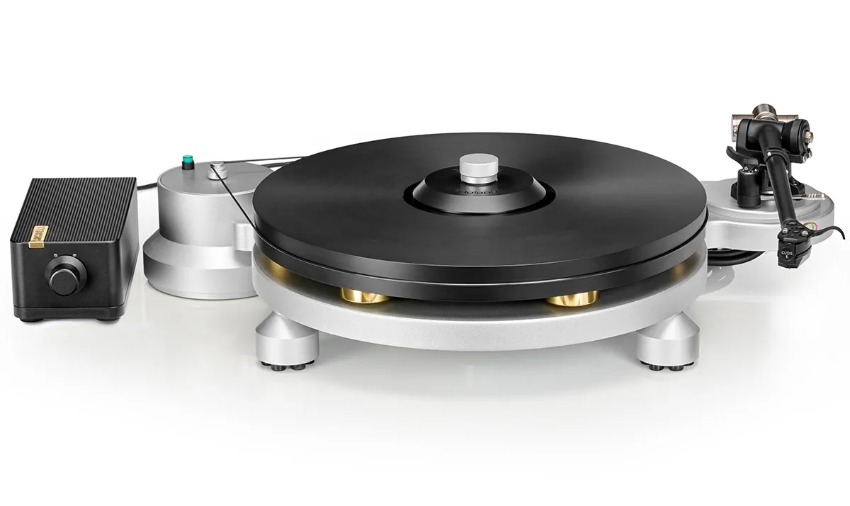 Michell Revolv high-end gramofon ve stříbrném provedení
