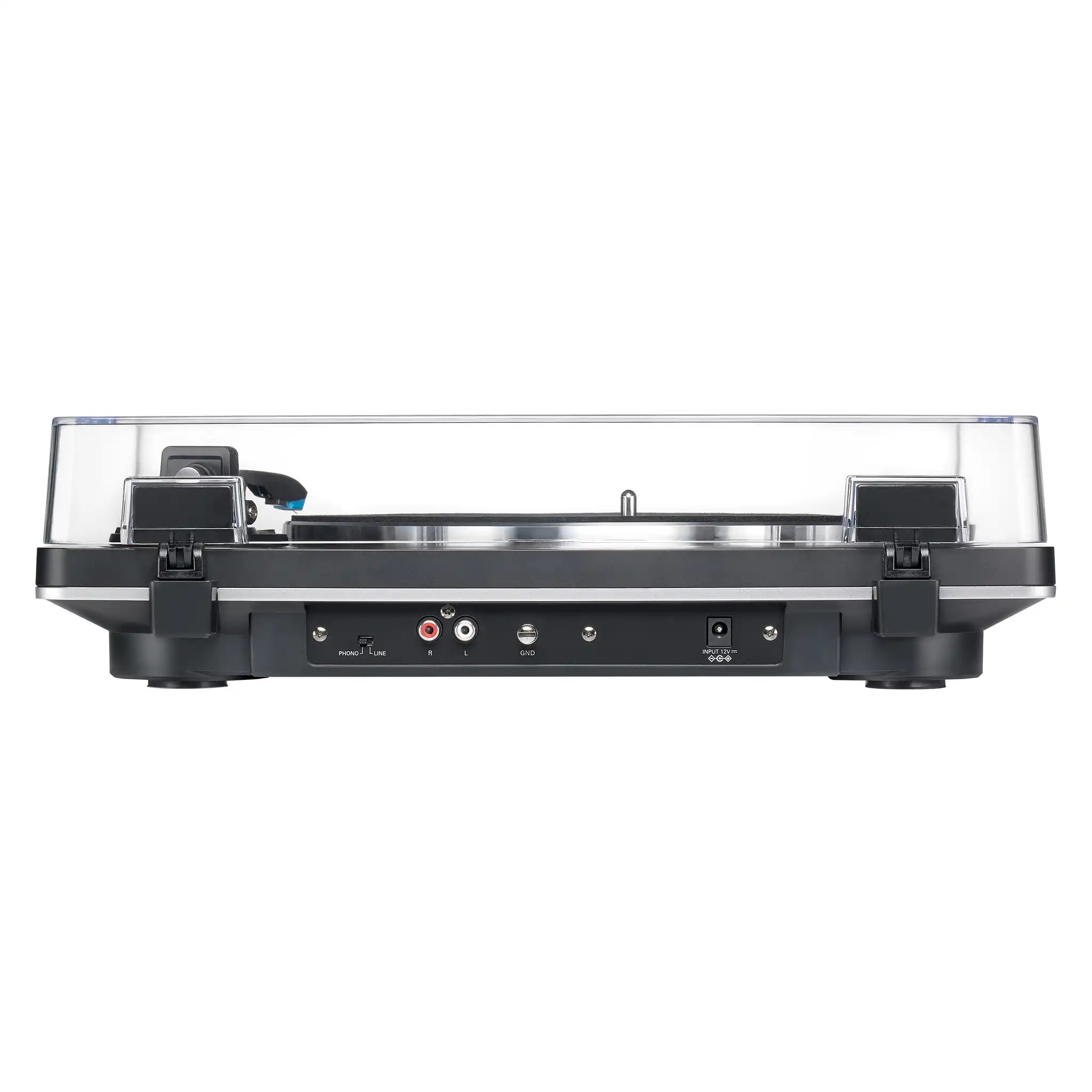 Zadní panel gramofonu Audio-Technica AT-LP70XBT s RCA výstupy a přepínačem PHONO LINE