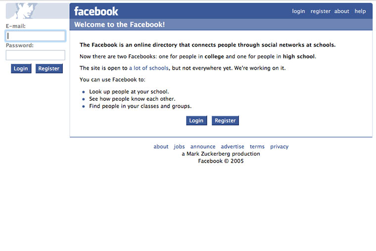 Məhşur saytların illər əvvəlki görüntüləri