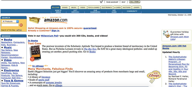 Məhşur saytların illər əvvəlki görüntüləri