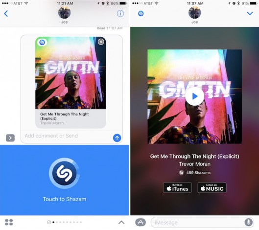 iMessage-də Shazam inteqrasiyası