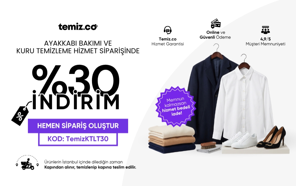 Kuru Temizleme ve Lostra aynı sepette %30 İndirim