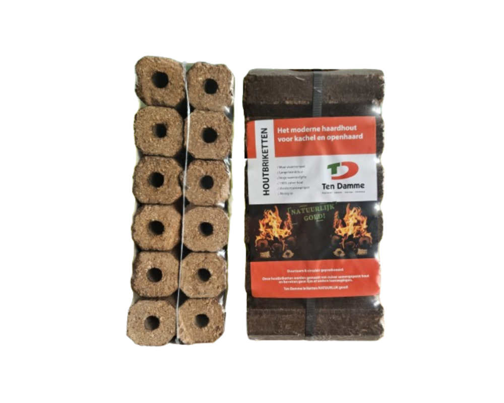 1 pak briketten zij aanzicht