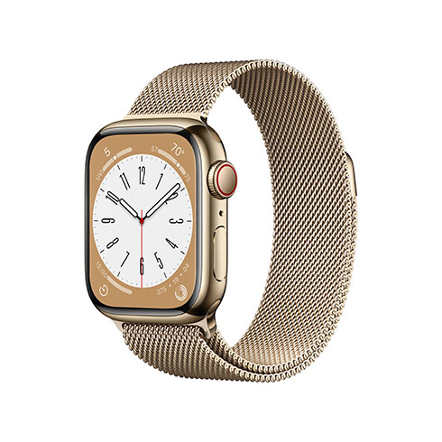 Apple Watch Series 8 GPS + Cellular 41mm Zlaté nerezové puzdro so zlatým Milánskym ťahom