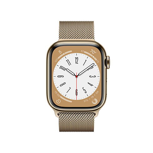 Apple Watch Series 8 GPS + Cellular 41mm Zlaté nerezové puzdro so zlatým Milánskym ťahom