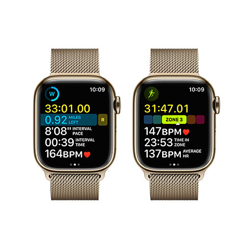 Apple Watch Series 8 GPS + Cellular 41mm Zlaté nerezové puzdro so zlatým Milánskym ťahom