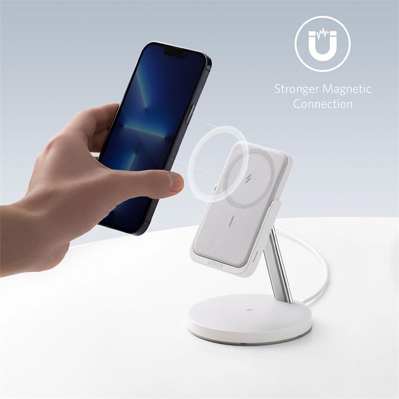 Anker 2-in-1 Magnetic Wireless Charger MagGo 633 - Dolomite White