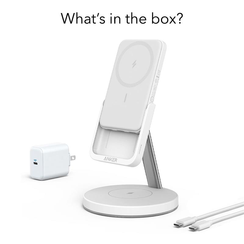 Anker 2-in-1 Magnetic Wireless Charger MagGo 633 - Dolomite White