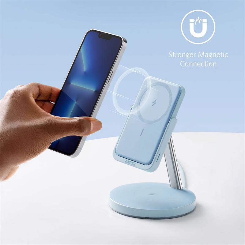 Anker 2-in-1 Magnetic Wireless Charger MagGo 633 - Misty Blue