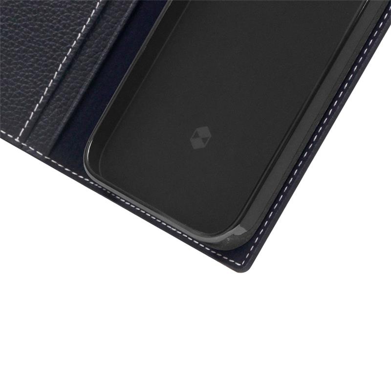 SLG Design puzdro D8 Full Grain Leather pre iPhone 14 - Black Blue