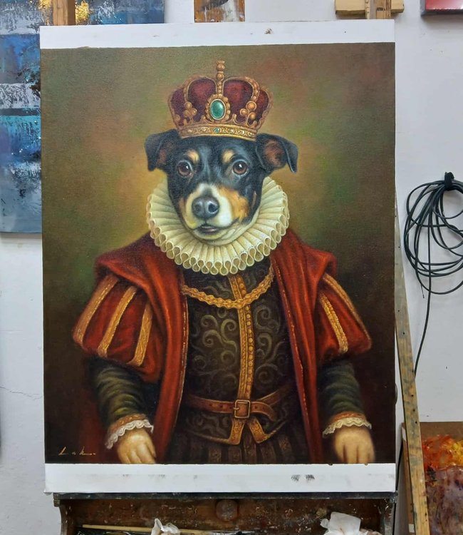 Tudor dog portrait painting made to order