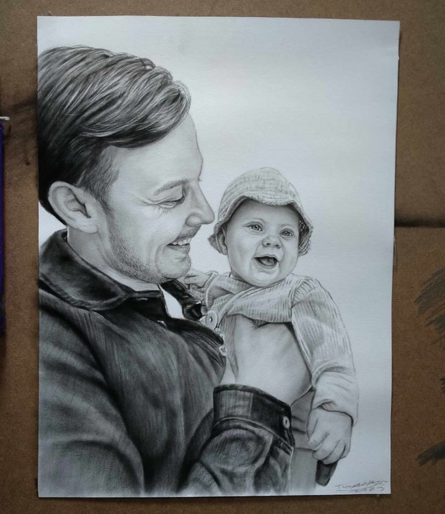 Foto till teckning av en pappa och dotter