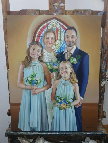 Family portrait oil painting
