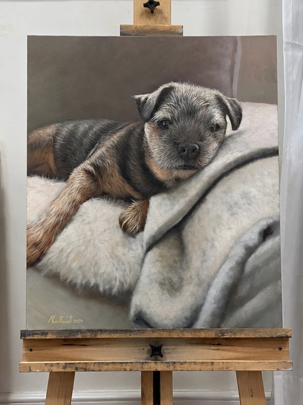 Oil painting of a puppy