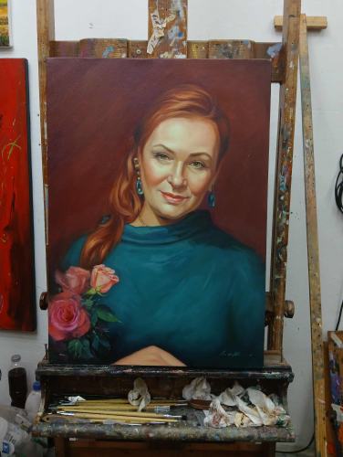 Oil painting of a woman