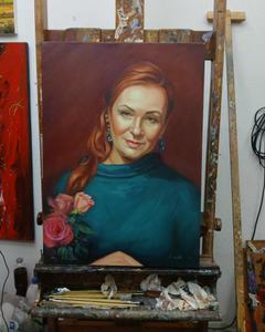 Retrato al óleo de una mujer
