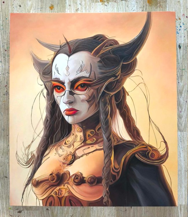 Custom portrait painting of a sci fi girl