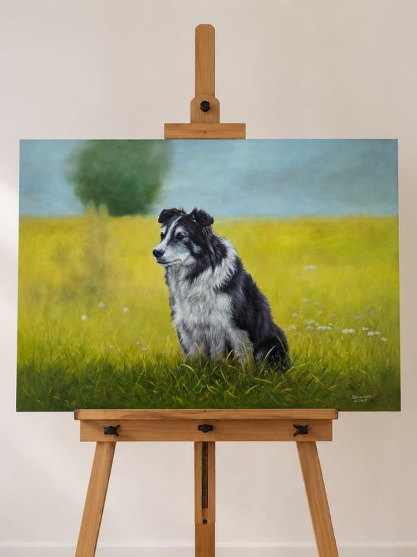 Pet painting on easel