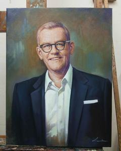 Retrato en óleo de un hombre de traje