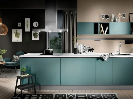 Moderne rechte petrol keuken