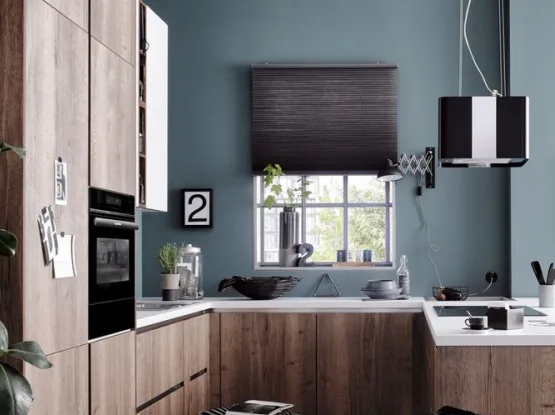 Compacte moderne houten keuken