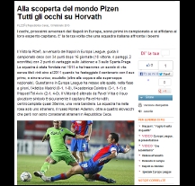 Plzeň se v souvislosti se zápasem proti Neapoli prezentuje v nejčtenějším italském deníku