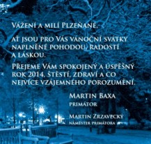 Představitelé města přejí Plzeňanům pohodové svátky a spokojený rok 2014