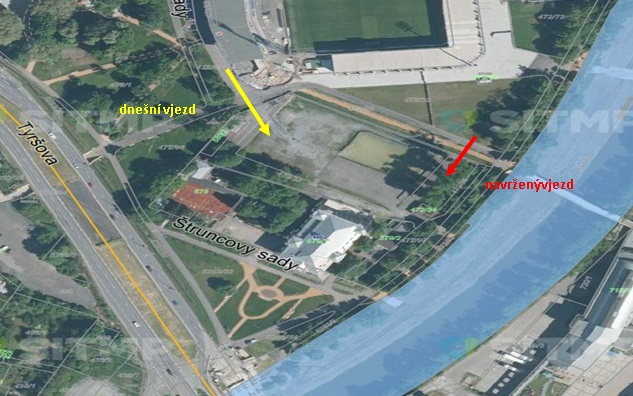 Mapa areálu TJ Sokol Plzeň 1