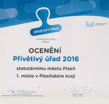 Plzeň získala ocenění Přívětivý úřad 2016, své fungování chce dál zlepšovat