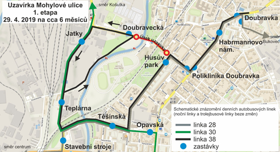 V Plzni začaly stavební úpravy Mohylové ulice a mostu přes Úslavu v Chrástecké ulici