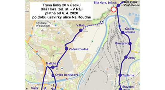Od pondělí začne uzavírka ulice Na Roudné, změny se dotknou i MHD