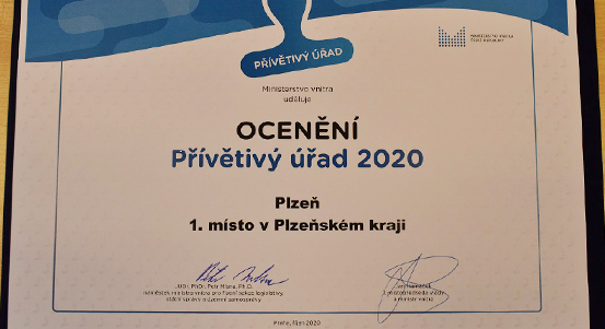 Plzeňský magistrát získal první místo v soutěži Přívětivý úřad 2020
