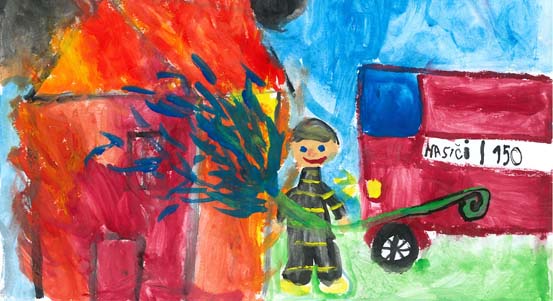 Děti malovaly, jak pracují hasiči