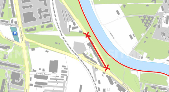 Zborovská ulice v Doudlevcích se uzavře od 14. února až do června pro řidiče