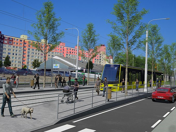 Vizualizace tramvajové zastávky Brněnská (grafika: KUBE s.r.o.)