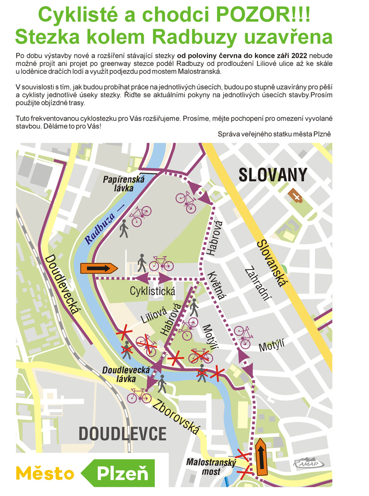 Mapa objízdných tras