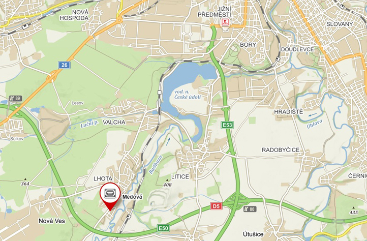 Plzeň-Lhota, Medová ulice (zdroj:mapy.cz)
