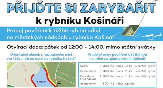 Plzeňané si na Košináři budou moci sami ulovit rybu