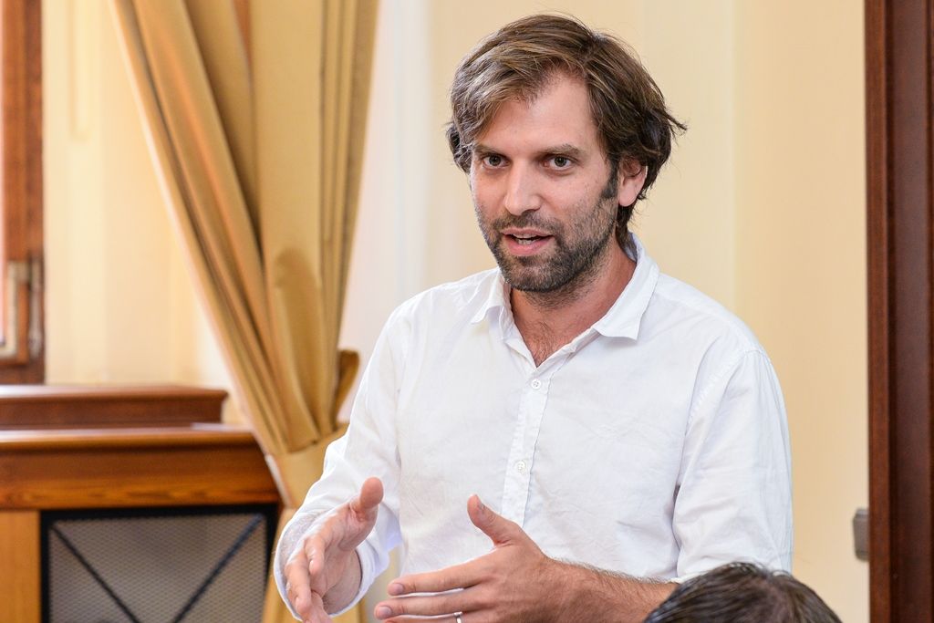 Tisková konference k obnově Jiráskova náměstí v Plzni (foto: M. Pecuch, 14.8.2018)